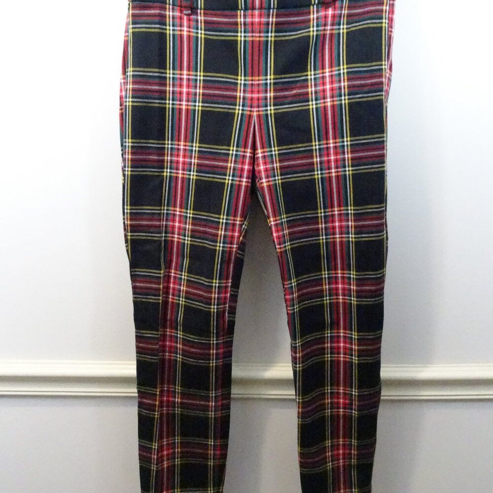 J Crew Women’s Size 2 Classic Black Stewart Tartan Plaid Winnie Pants NWT AT550